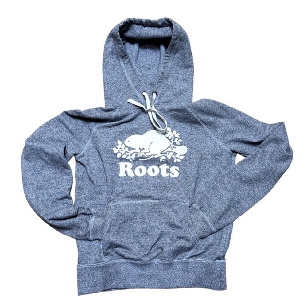 ROOTS Canada Gray Graphic Kanga Hoodie Size M EUC